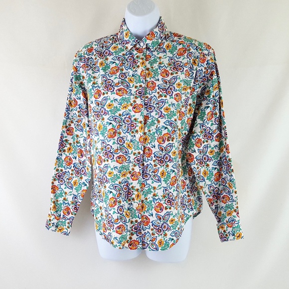 women's floral print button down shirt